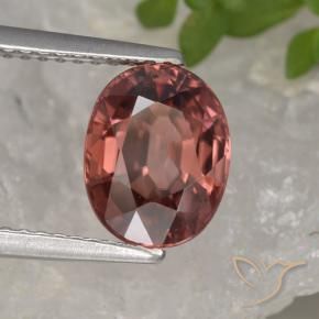 Circón Rojo vino natural de 3.30 ct, Ovalada, VVS