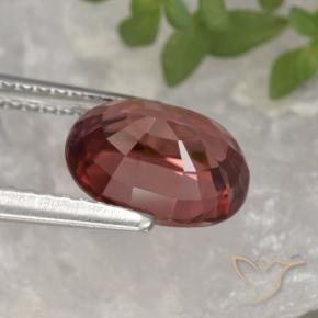 Circón Rojo vino natural de 3.30 ct, Ovalada, VVS