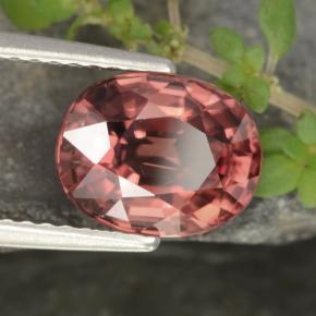 Circón rojo natural de 3,16 ct, corte óvalo, VS