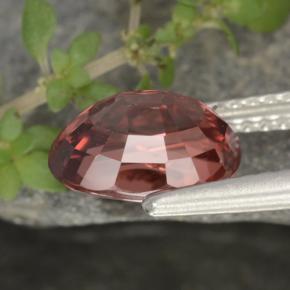 Circón rojo natural de 3,16 ct, corte óvalo, VS