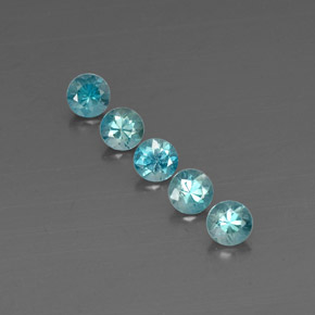 Gemas de circón azul natural de  ct, corte redondo, VVS-VS