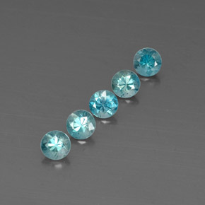 Gemas de circón azul natural de  ct, corte redondo, VVS-VS