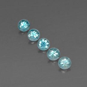 Gemas de circón azul natural de 2,97 ct, corte redondo, VVS-VS