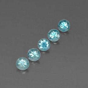 Gemas de circón azul natural de 2,97 ct, corte redondo, VVS-VS