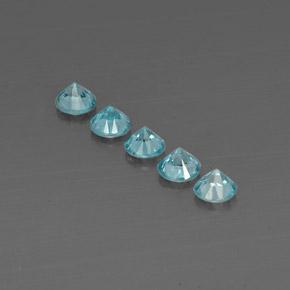 Gemas de circón azul natural de 2,97 ct, corte redondo, VVS-VS