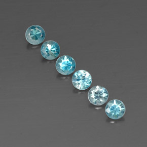 Gemas de circón azul natural de  ct, corte redondo, VVS-VS