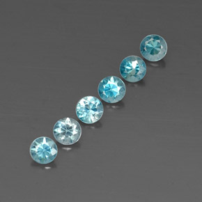 Gemas de circón azul natural de  ct, corte redondo, VVS-VS