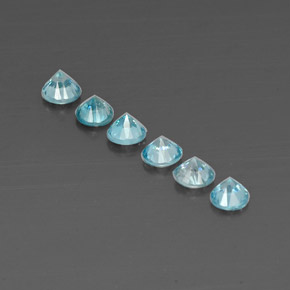 Gemas de circón azul natural de  ct, corte redondo, VVS-VS