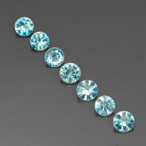 Gemas de circón azul natural de  ct, corte redondo, VVS-VS
