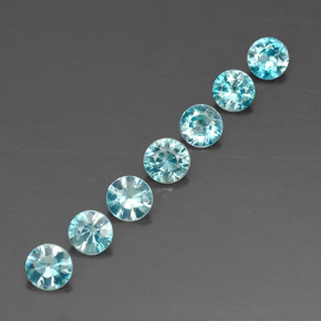 Gemas de circón azul natural de  ct, corte redondo, VVS-VS