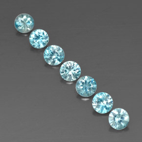 Gemas de circón azul natural de  ct, corte redondo, VVS-VS