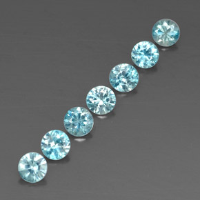 Gemas de circón azul natural de  ct, corte redondo, VVS-VS