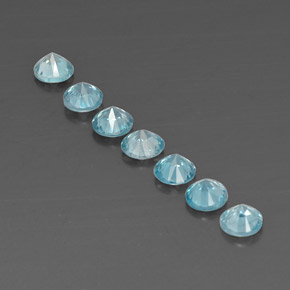 Gemas de circón azul natural de  ct, corte redondo, VVS-VS