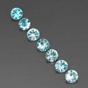 Gemas de circón azul natural de  ct, corte redondo, VVS-VS