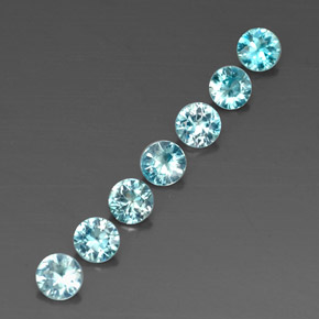 Gemas de circón azul natural de  ct, corte redondo, VVS-VS
