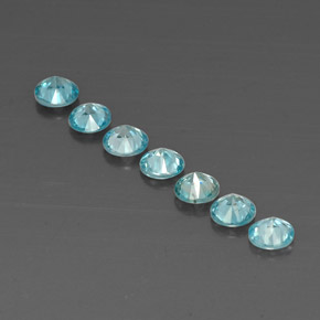 Gemas de circón azul natural de  ct, corte redondo, VVS-VS