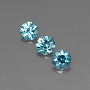 Gemas de circón azul natural de  ct, corte redondo, VVS-VS