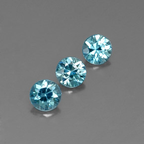 Gemas de circón azul natural de  ct, corte redondo, VVS-VS