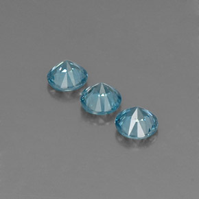 Gemas de circón azul natural de  ct, corte redondo, VVS-VS