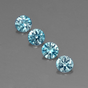 Gemas de circón azul natural de  ct, corte redondo, VVS-VS