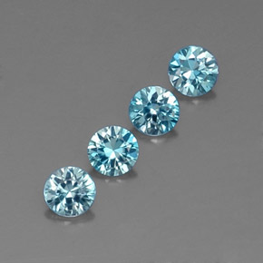 Gemas de circón azul natural de  ct, corte redondo, VVS-VS