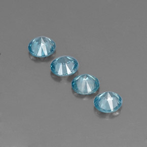 Gemas de circón azul natural de  ct, corte redondo, VVS-VS