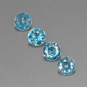 Gemas de circón azul natural de  ct, corte redondo, VVS-VS