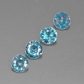 Gemas de circón azul natural de  ct, corte redondo, VVS-VS