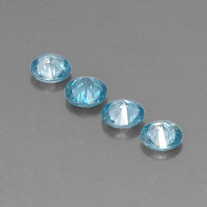 Gemas de circón azul natural de  ct, corte redondo, VVS-VS