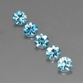 Gemas de circón azul natural de  ct, corte redondo, VVS-VS