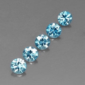 Gemas de circón azul natural de  ct, corte redondo, VVS-VS