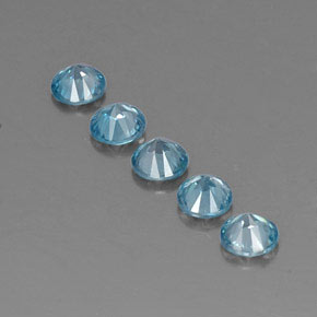 Gemas de circón azul natural de  ct, corte redondo, VVS-VS