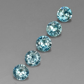 Gemas de circón azul natural de  ct, corte redondo, VVS-VS