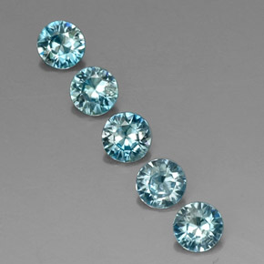 Gemas de circón azul natural de  ct, corte redondo, VVS-VS