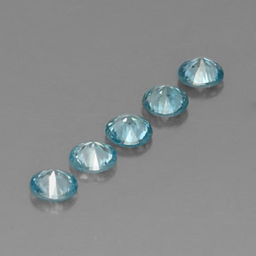 Gemas de circón azul natural de  ct, corte redondo, VVS-VS