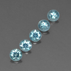 Gemas de circón azul natural de  ct, corte redondo, VVS-VS