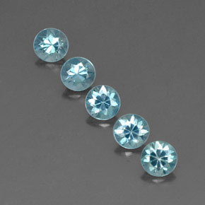 Gemas de circón azul natural de  ct, corte redondo, VVS-VS