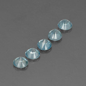 Gemas de circón azul natural de  ct, corte redondo, VVS-VS