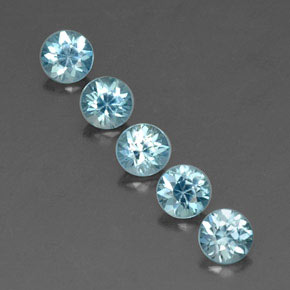 Gemas de circón azul natural de 2,81 ct, corte redondo, VVS-VS