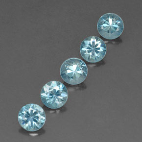 Gemas de circón azul natural de  ct, corte redondo, VVS-VS