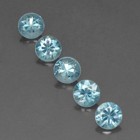 Gemas de circón azul natural de  ct, corte redondo, VVS-VS