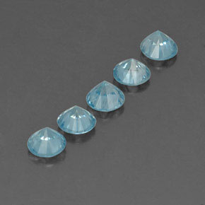 Gemas de circón azul natural de  ct, corte redondo, VVS-VS