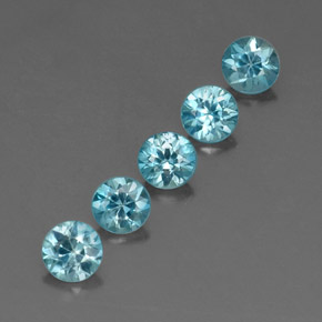 Gemas de circón azul natural de  ct, corte redondo, VVS-VS