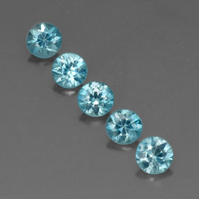 Gemas de circón azul natural de  ct, corte redondo, VVS-VS