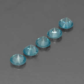 Gemas de circón azul natural de  ct, corte redondo, VVS-VS