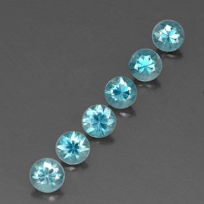 Gemas de circón azul natural de  ct, corte redondo, VVS-VS