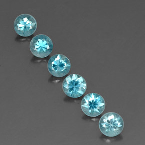 Gemas de circón azul natural de  ct, corte redondo, VVS-VS