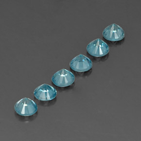 Gemas de circón azul natural de  ct, corte redondo, VVS-VS