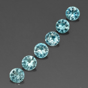 Gemas de circón azul natural de  ct, corte redondo, VVS-VS