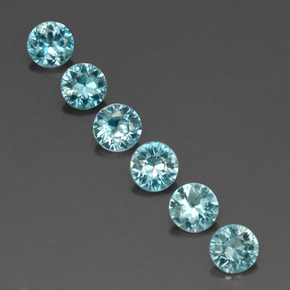 Gemas de circón azul natural de  ct, corte redondo, VVS-VS
